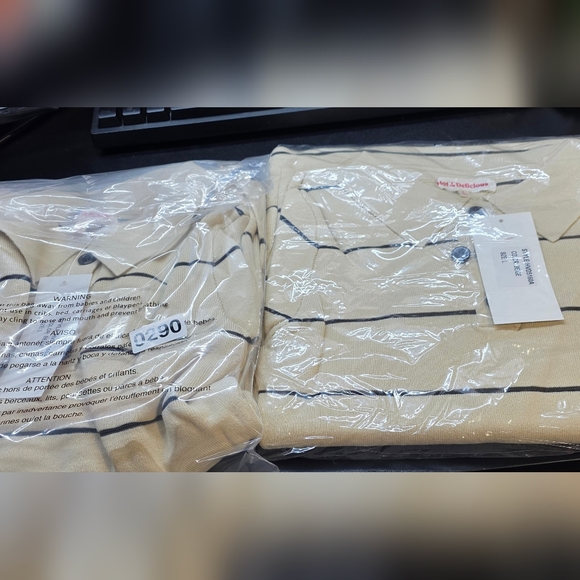 NWT Hot & Delicious Striped Cream Long Sleeve Collared Dress Large PTP 22 - Picture 8 of 10